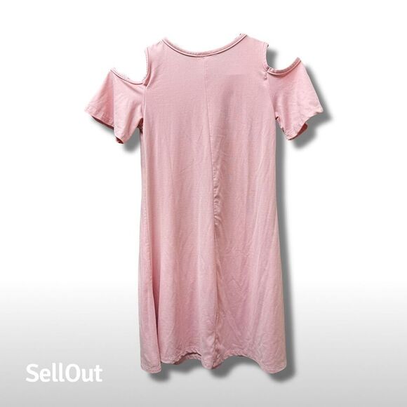 Btween Girl’s Pink Cold Shoulder Knee Length Dress Size 8 Casual - Picture 3 of 5